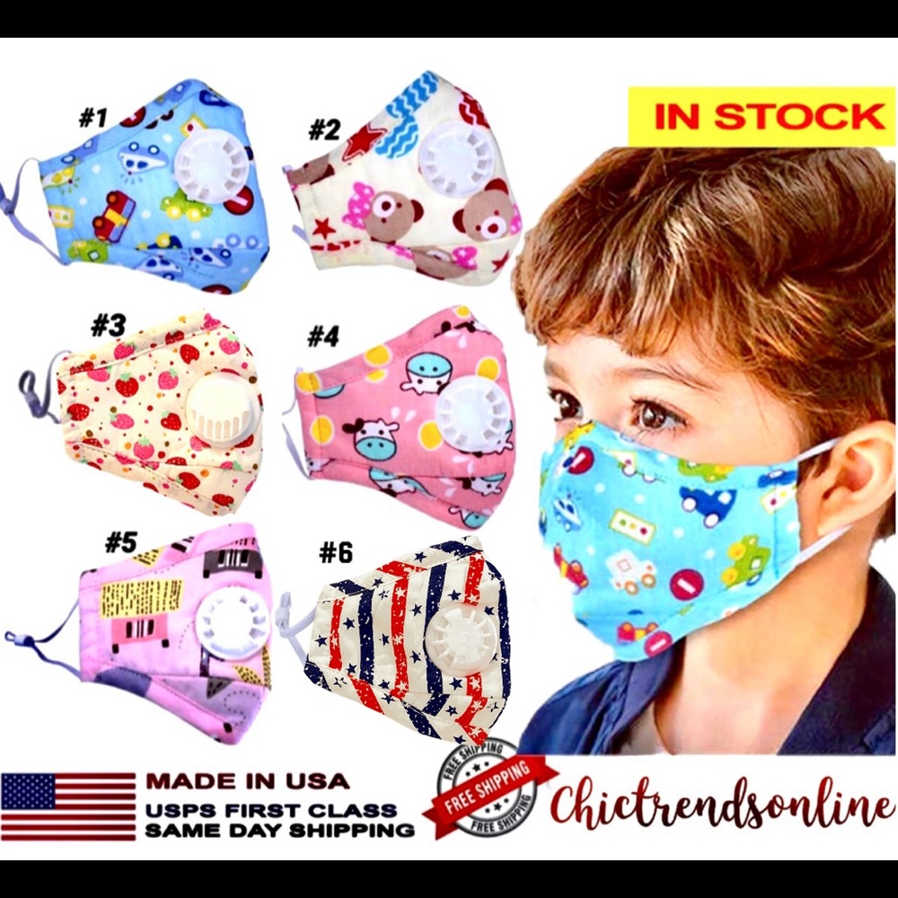 Kids boy girl mask with valve with 2 filters
